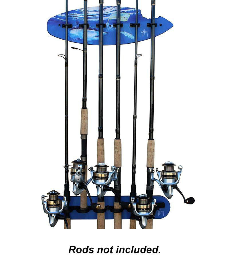 Guy Harvey Shark BiteFishing Wall Storage Rack 6Rod Holder Bass Pro